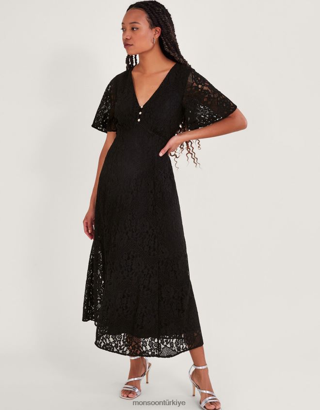 Monsoon kadınlar lucia dantelli çay elbisesi JH86BT72 Giyim siyah