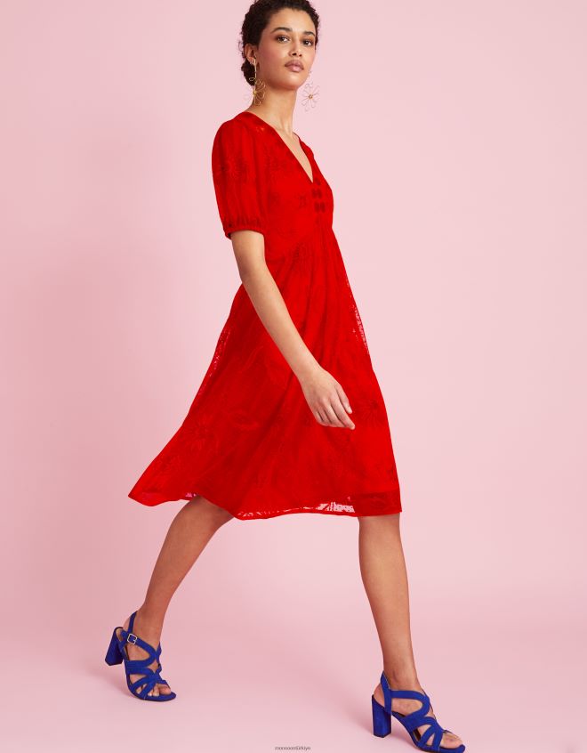 Monsoon kadınlar nora işlemeli kısa elbise JH86BT253 Giyim turuncu