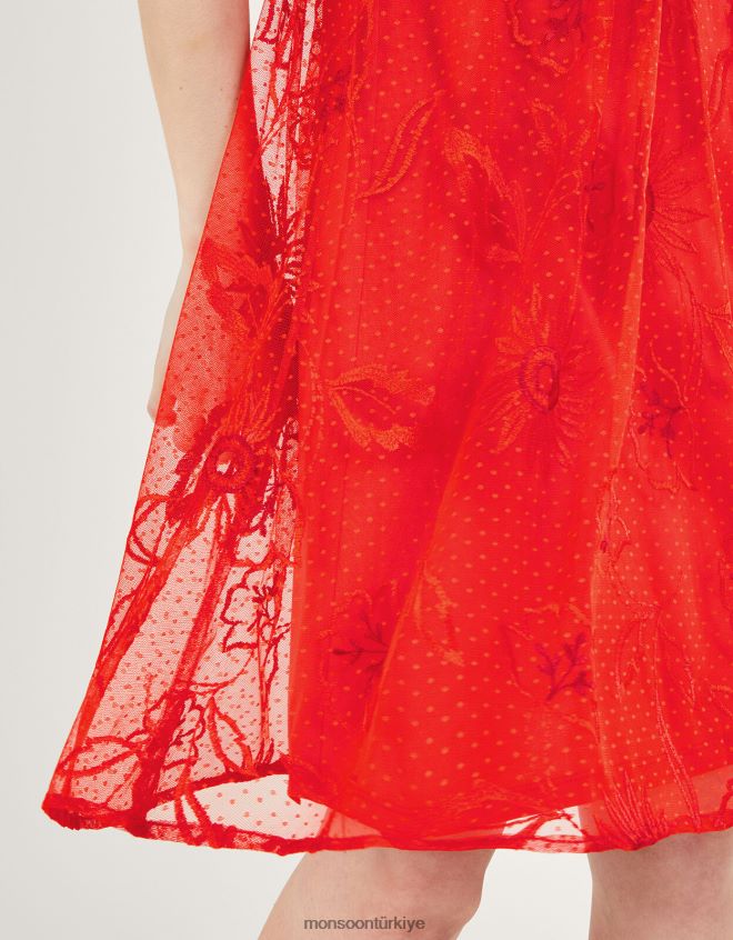 Monsoon kadınlar nora işlemeli kısa elbise JH86BT253 Giyim turuncu