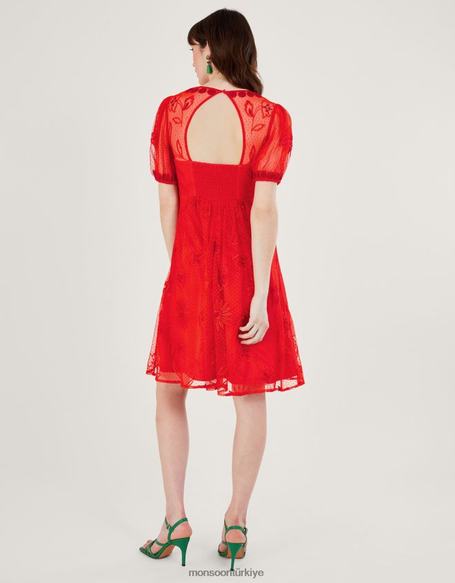 Monsoon kadınlar nora işlemeli kısa elbise JH86BT253 Giyim turuncu