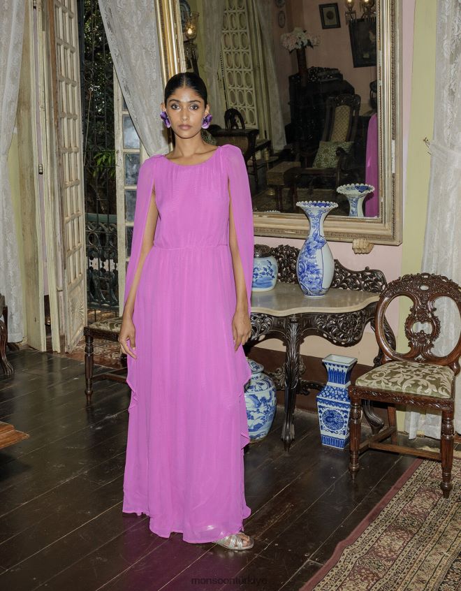 Monsoon kadınlar sürdürülebilir viskondan corinne cape maxi elbise JH86BT934 Giyim pembe