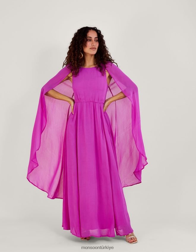 Monsoon kadınlar sürdürülebilir viskondan corinne cape maxi elbise JH86BT934 Giyim pembe