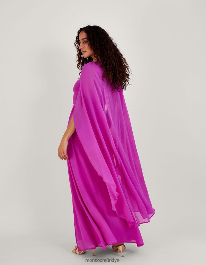 Monsoon kadınlar sürdürülebilir viskondan corinne cape maxi elbise JH86BT934 Giyim pembe