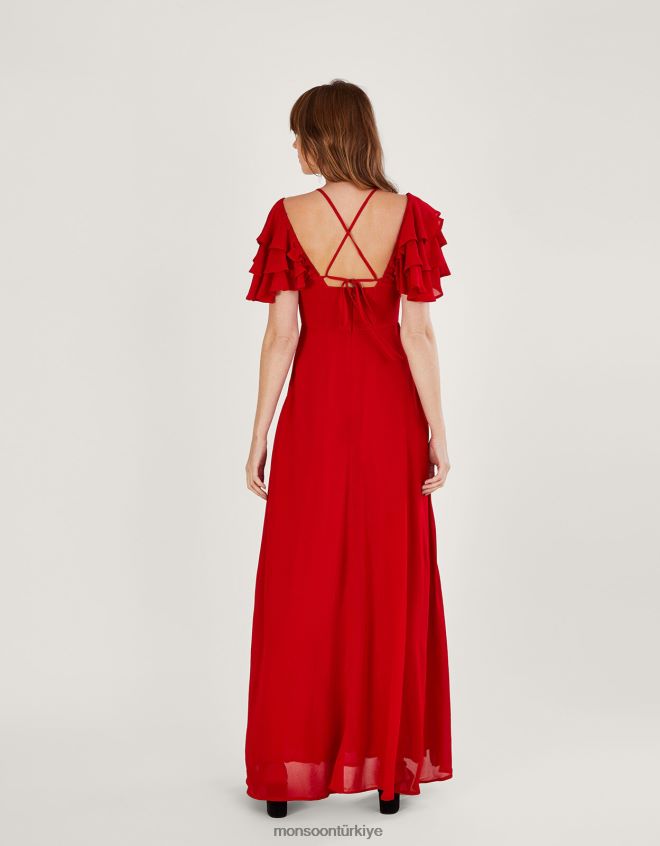 Monsoon kadınlar sürdürülebilir viskondan gracie maxi elbise JH86BT999 Giyim kırmızı