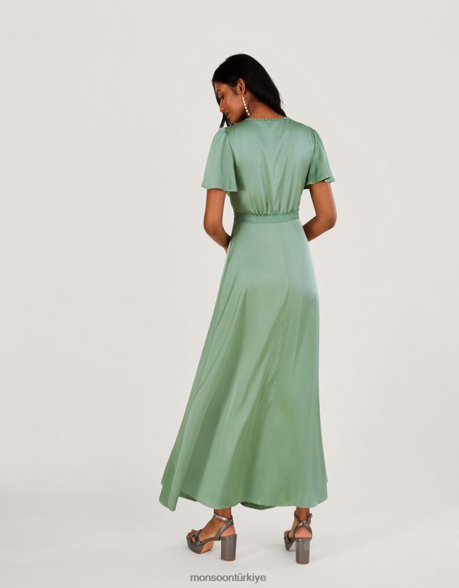Monsoon kadınlar sarmaşık kısa boy maxi elbise JH86BT1062 Giyim yeşil