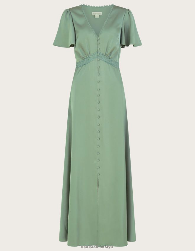 Monsoon kadınlar sarmaşık kısa boy maxi elbise JH86BT1062 Giyim yeşil