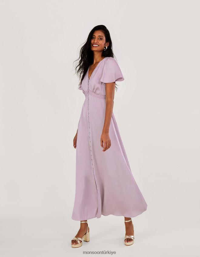 Monsoon kadınlar sarmaşık kısa boy maxi elbise JH86BT412 Giyim vizon