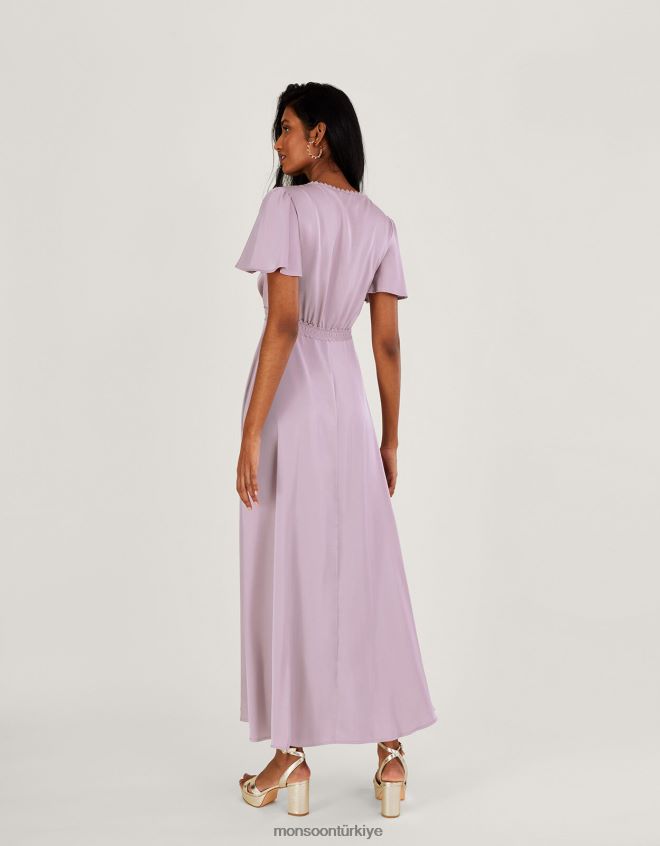 Monsoon kadınlar sarmaşık kısa boy maxi elbise JH86BT412 Giyim vizon