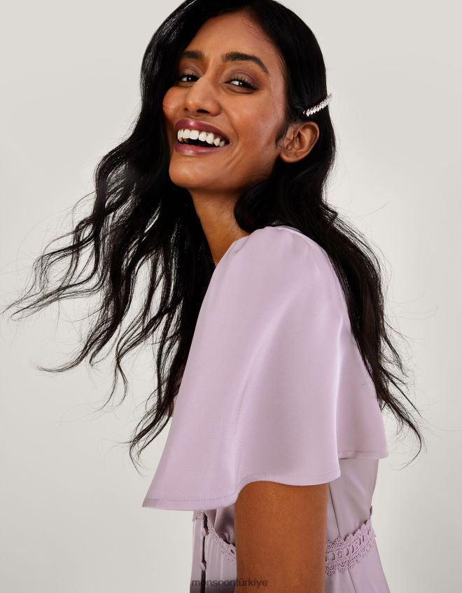 Monsoon kadınlar sarmaşık saten maxi elbise JH86BT388 Giyim vizon