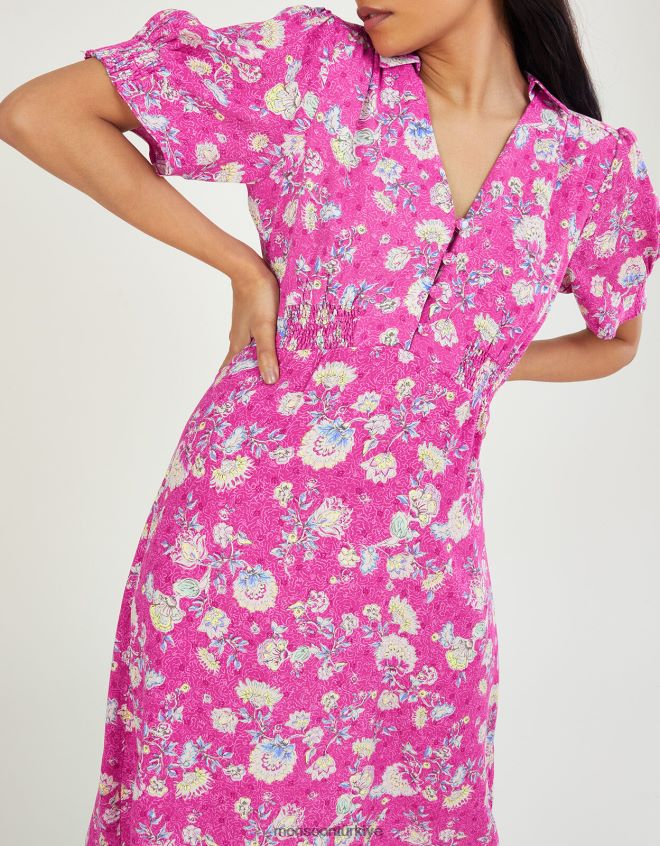 Monsoon kadınlar sawyer desenli kısa gömlek elbise JH86BT1081 Giyim pembe