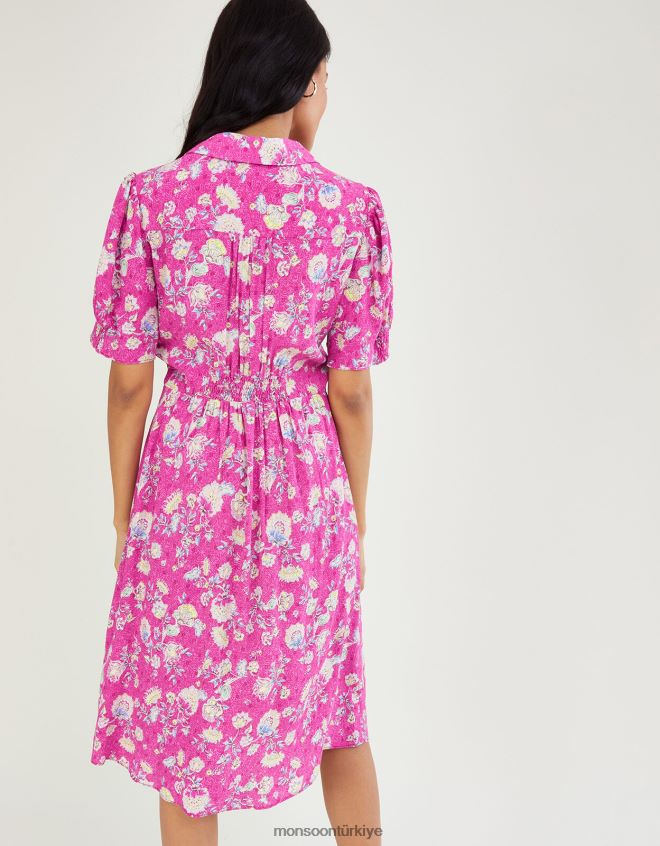 Monsoon kadınlar sawyer desenli kısa gömlek elbise JH86BT1081 Giyim pembe