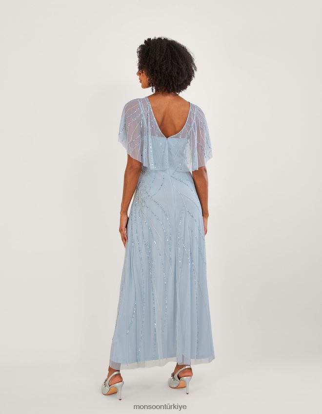 Monsoon kadınlar sienna işlemeli kısa boy maxi elbise JH86BT533 Giyim bulut