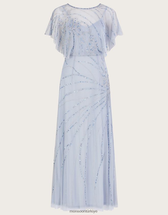 Monsoon kadınlar sienna işlemeli kısa boy maxi elbise JH86BT533 Giyim bulut