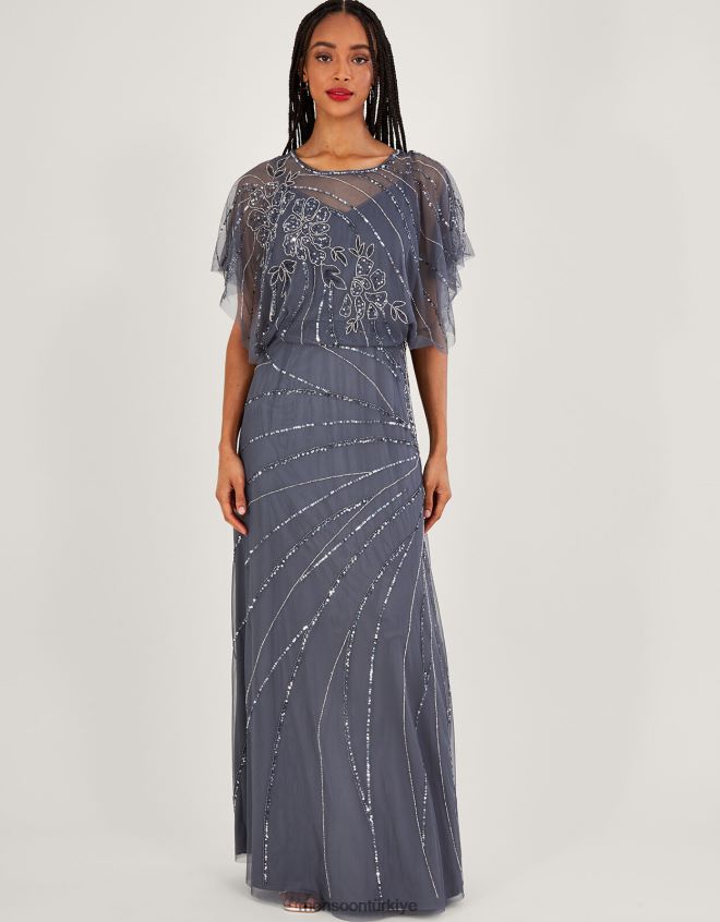 Monsoon kadınlar sienna işlemeli maxi elbise JH86BT850 Giyim mavi (koyu mavi)