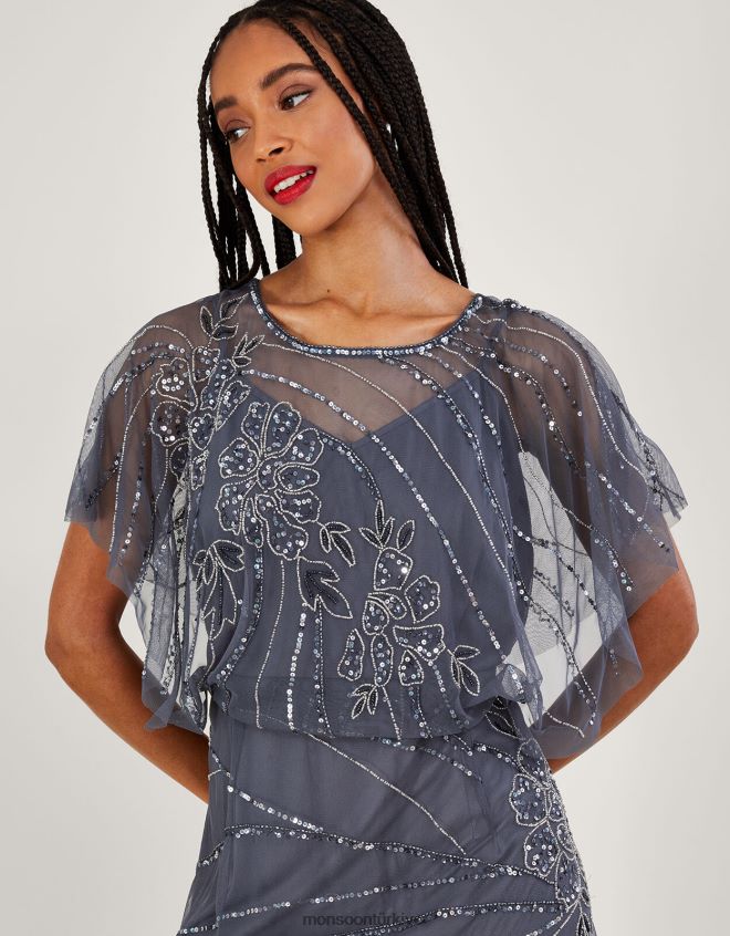 Monsoon kadınlar sienna işlemeli maxi elbise JH86BT850 Giyim mavi (koyu mavi)