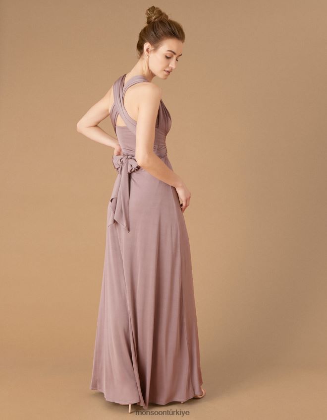 Monsoon kadınlar tallulah bük beni jarse nedime elbisesi bağla JH86BT1155 Giyim kahverengi (mocha)