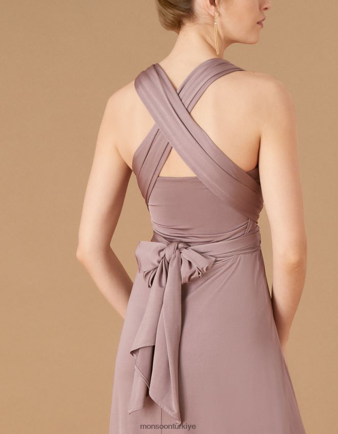 Monsoon kadınlar tallulah bük beni jarse nedime elbisesi bağla JH86BT1155 Giyim kahverengi (mocha)