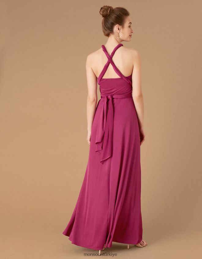 Monsoon kadınlar tallulah bük beni jarse nedime elbisesi bağla JH86BT1157 Giyim pembe