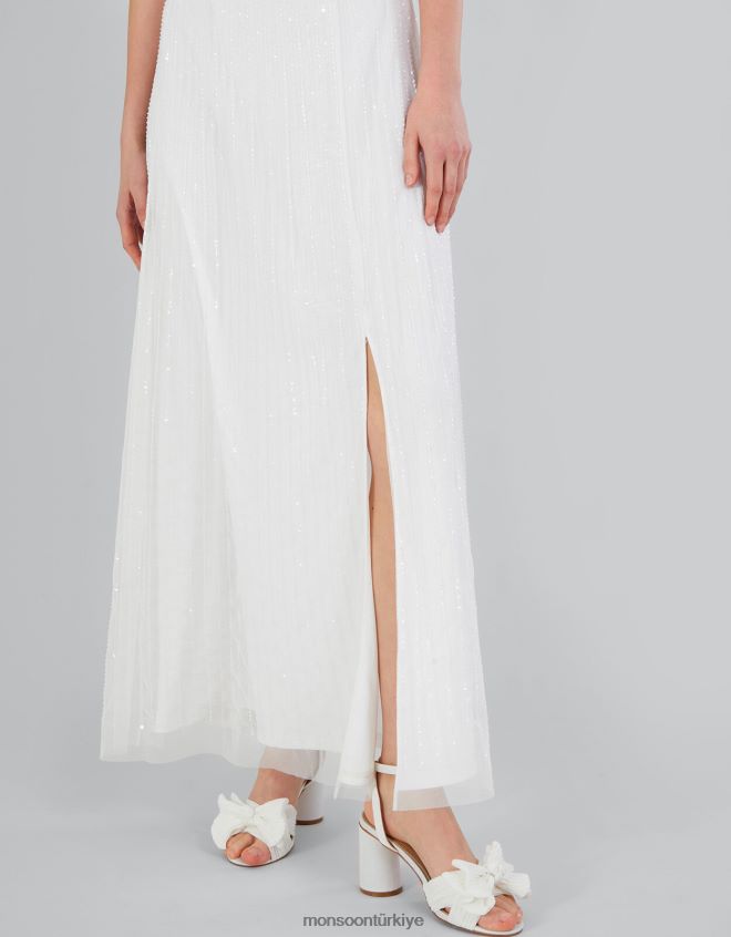 Monsoon kadınlar Nikita süslenmiş yular gelinlik maxi elbise JH86BT559 Giyim fildişi