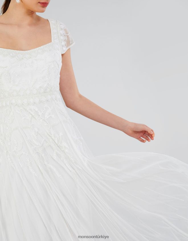 Monsoon kadınlar Simone gelin maxi elbise JH86BT803 Giyim fildişi