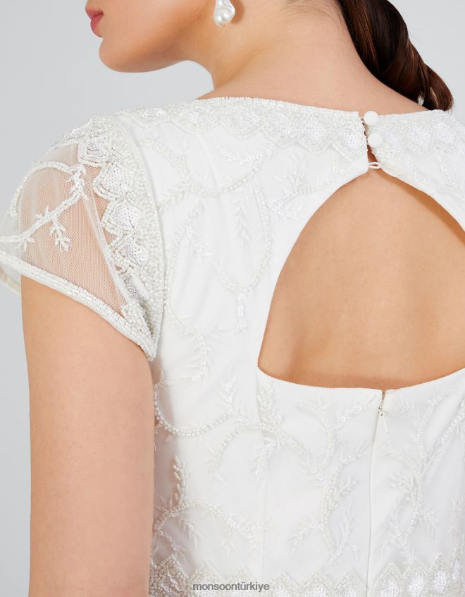 Monsoon kadınlar Simone gelin maxi elbise JH86BT803 Giyim fildişi