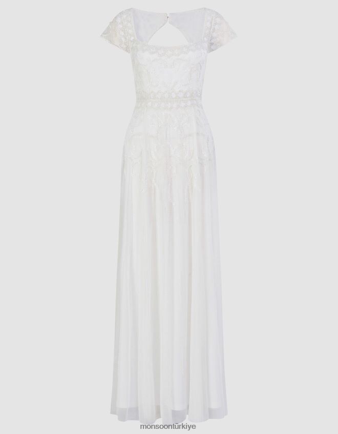Monsoon kadınlar Simone gelin maxi elbise JH86BT803 Giyim fildişi