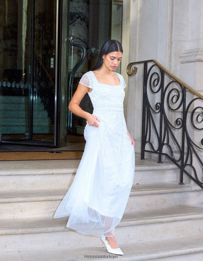 Monsoon kadınlar Simone gelin maxi elbise JH86BT803 Giyim fildişi