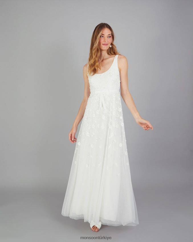 Monsoon kadınlar amelie işlemeli gelinlik JH86BT401 Giyim fildişi