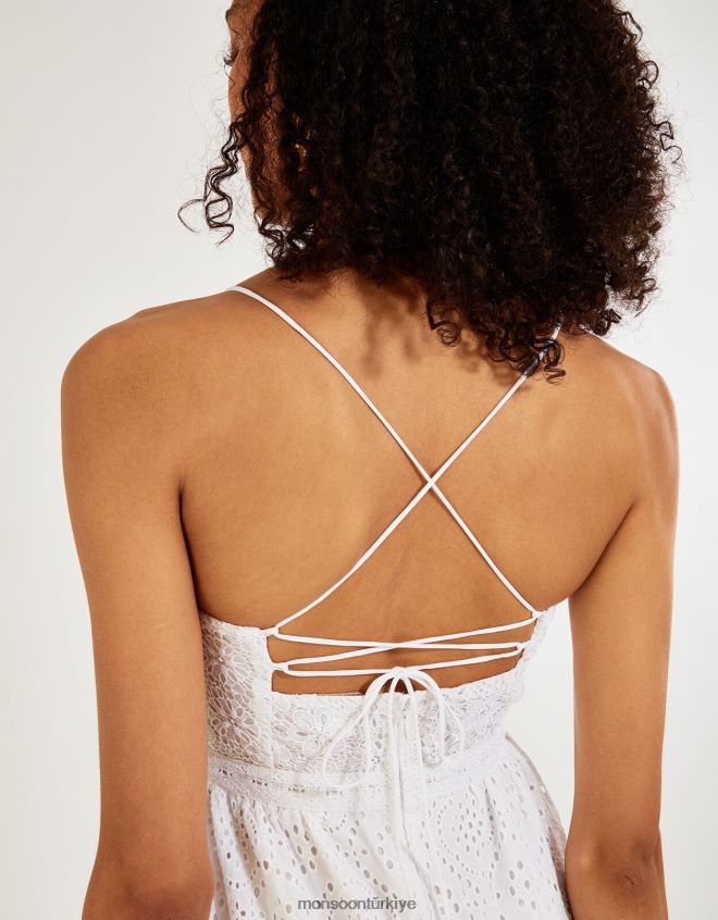 Monsoon kadınlar carla dantelli mendilli uzun gelin elbisesi JH86BT539 Giyim fildişi