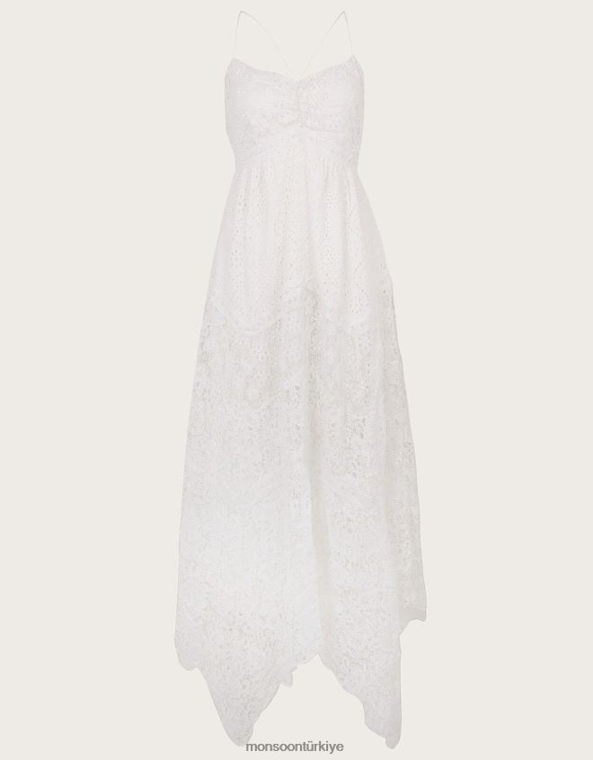 Monsoon kadınlar carla dantelli mendilli uzun gelin elbisesi JH86BT539 Giyim fildişi