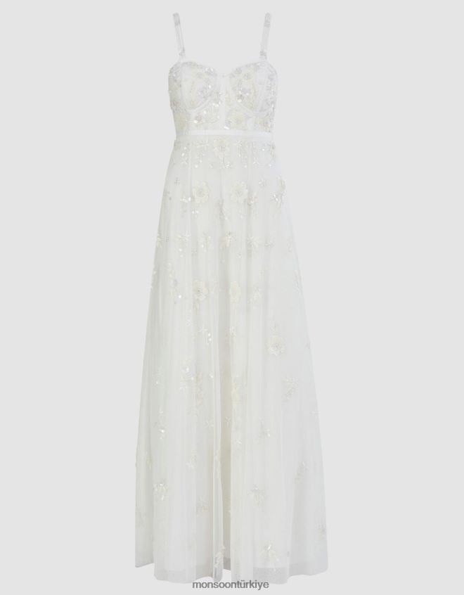 Monsoon kadınlar caroline süslenmiş gelinlik JH86BT695 Giyim fildişi