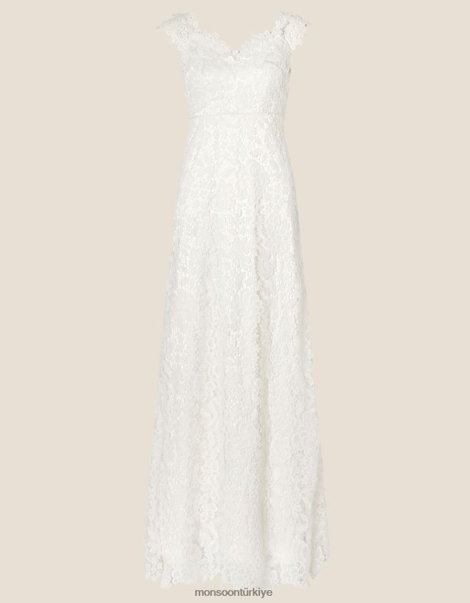 Monsoon kadınlar cassandra dantel uzun gelinlik elbise JH86BT961 Giyim fildişi