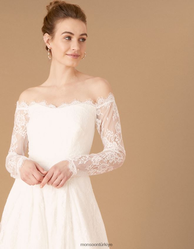 Monsoon kadınlar cecily gelin bardot dantel maxi elbise JH86BT1131 Giyim fildişi