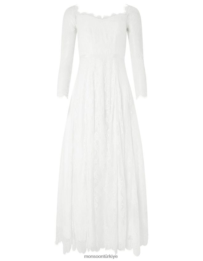 Monsoon kadınlar cecily gelin bardot dantel maxi elbise JH86BT1131 Giyim fildişi