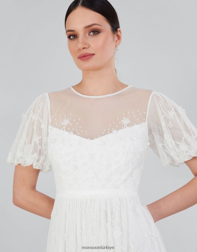 Monsoon kadınlar celina işlemeli gelinlik maxi elbise JH86BT527 Giyim fildişi