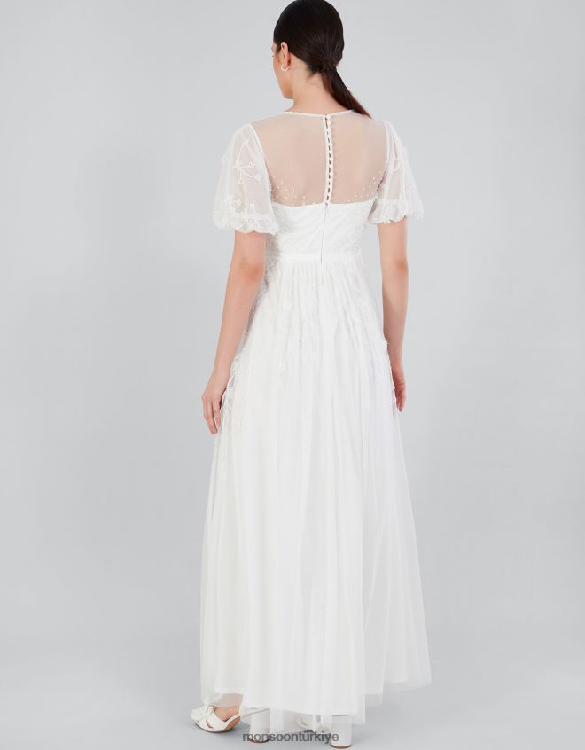 Monsoon kadınlar celina işlemeli gelinlik maxi elbise JH86BT527 Giyim fildişi