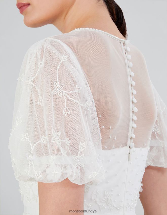 Monsoon kadınlar celina işlemeli gelinlik maxi elbise JH86BT527 Giyim fildişi