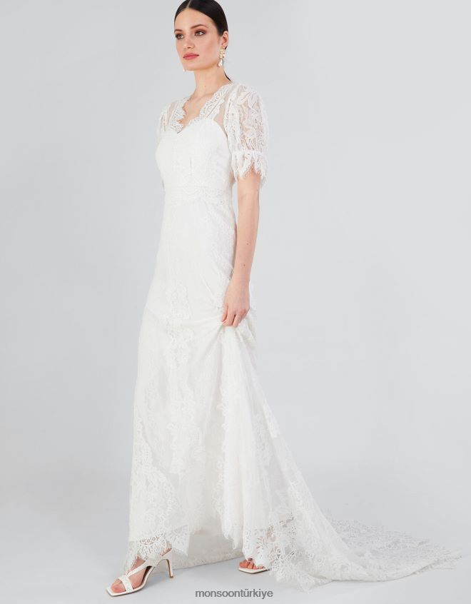 Monsoon kadınlar elizabeth chantilly dantel uzun gelinlik JH86BT858 Giyim fildişi