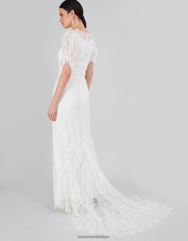 Monsoon kadınlar elizabeth chantilly dantel uzun gelinlik JH86BT858 Giyim fildişi