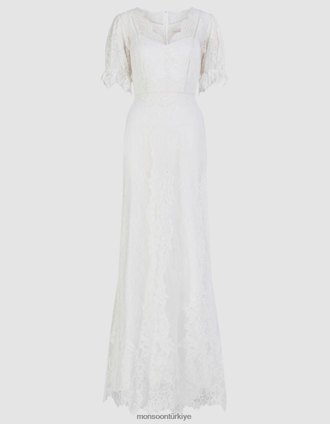 Monsoon kadınlar elizabeth chantilly dantel uzun gelinlik JH86BT858 Giyim fildişi