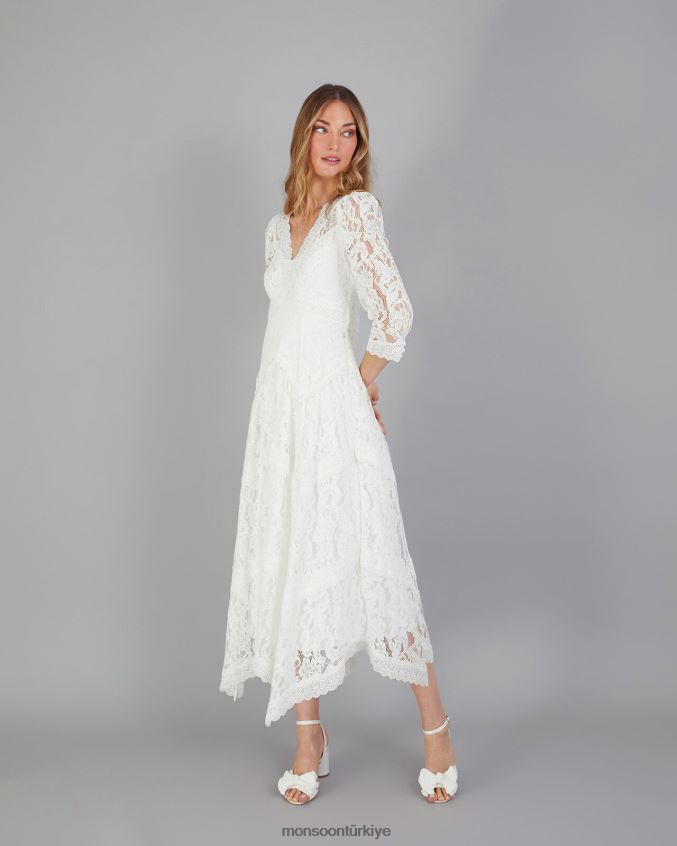 Monsoon kadınlar emily dantel mendilli gelinlik JH86BT617 Giyim fildişi