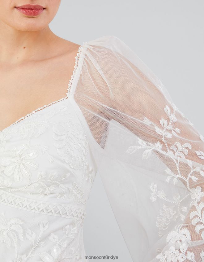 Monsoon kadınlar josette işlemeli maxi gelin elbisesi JH86BT18 Giyim fildişi