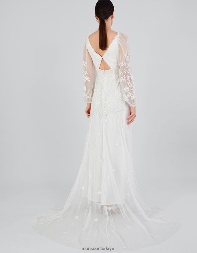 Monsoon kadınlar josette işlemeli maxi gelin elbisesi JH86BT18 Giyim fildişi