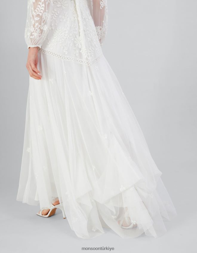 Monsoon kadınlar josette işlemeli maxi gelin elbisesi JH86BT18 Giyim fildişi