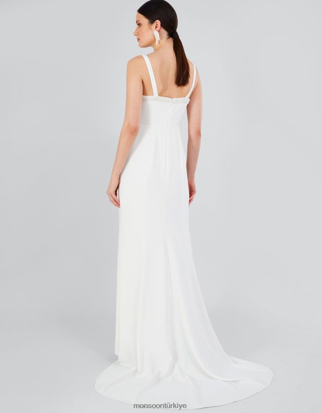 Monsoon kadınlar kate inci süslemeli gelin maxi elbise JH86BT400 Giyim fildişi