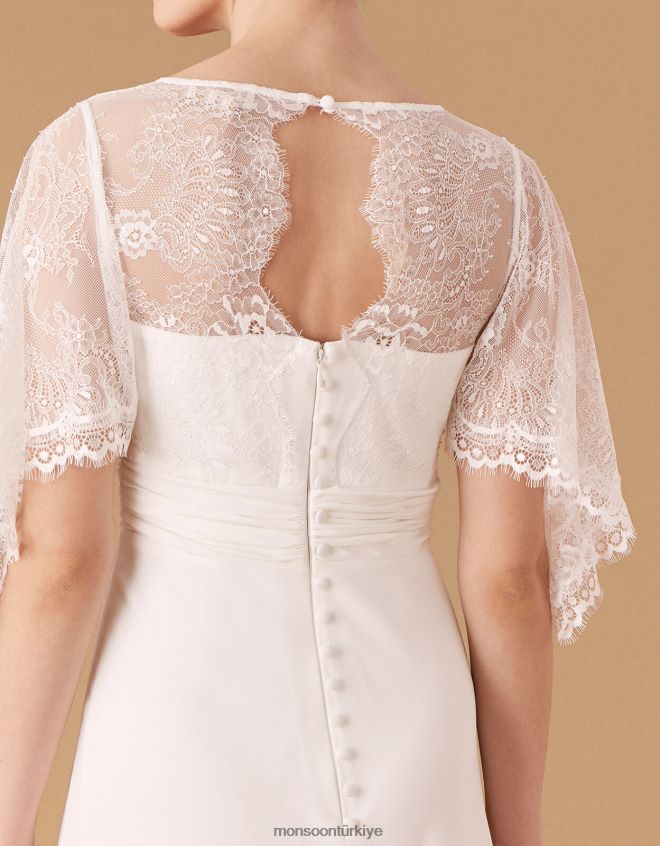 Monsoon kadınlar linda dantel melek kollu gelinlik JH86BT2743 Giyim fildişi