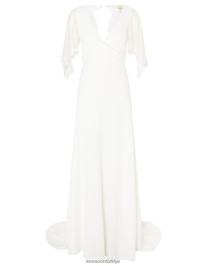 Monsoon kadınlar linda dantel melek kollu gelinlik JH86BT2743 Giyim fildişi