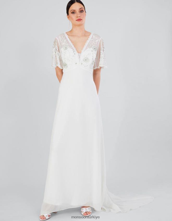 Monsoon kadınlar liz işlemeli gelinlik JH86BT704 Giyim fildişi