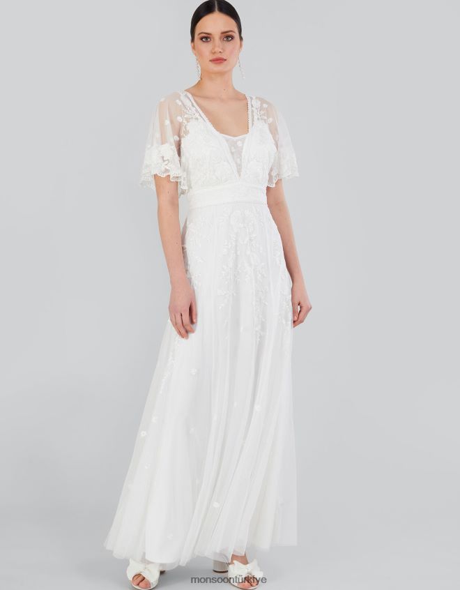 Monsoon kadınlar maggie işlemeli gelinlik JH86BT932 Giyim fildişi