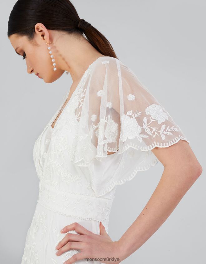 Monsoon kadınlar maggie işlemeli gelinlik JH86BT932 Giyim fildişi